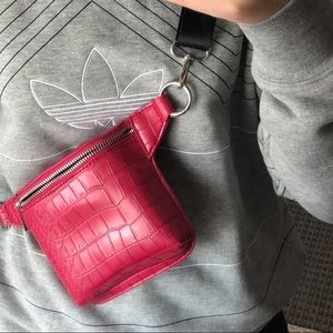 Misguided mini fanny pack in pink croc